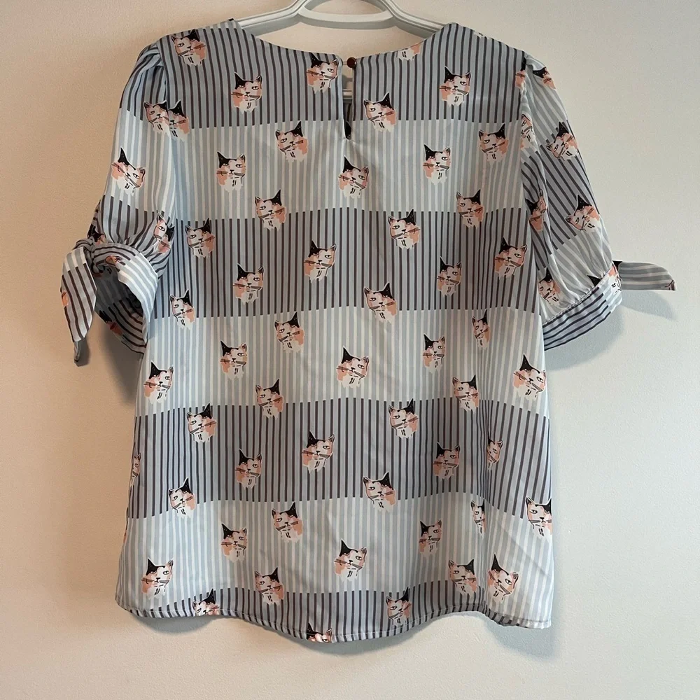 Molly Bracken Lili Sidonia Collection cat print blouse - Picture 4 of 11